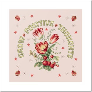 Grow Positive Thoughts Strawberry Bouquet Posters and Art